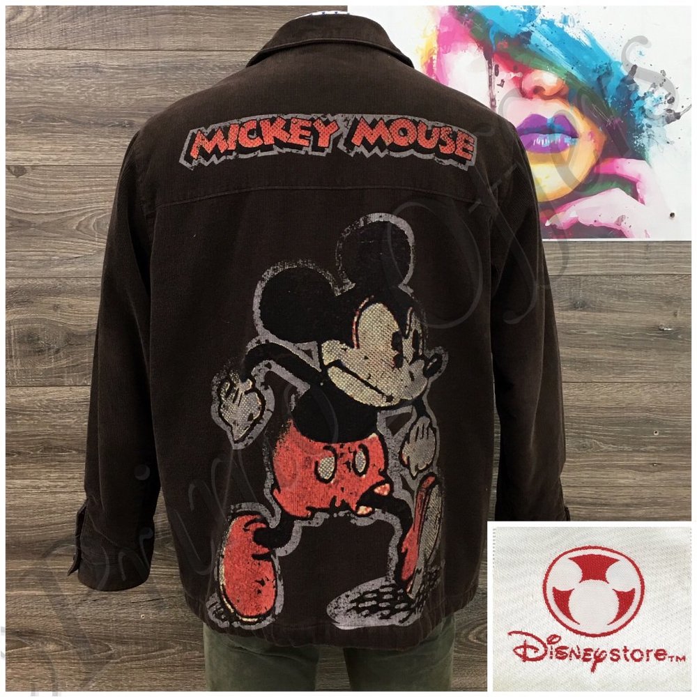 Vintage Disney Mens Corduroy Long Coat Barn Jacket Size XL Casual Brown